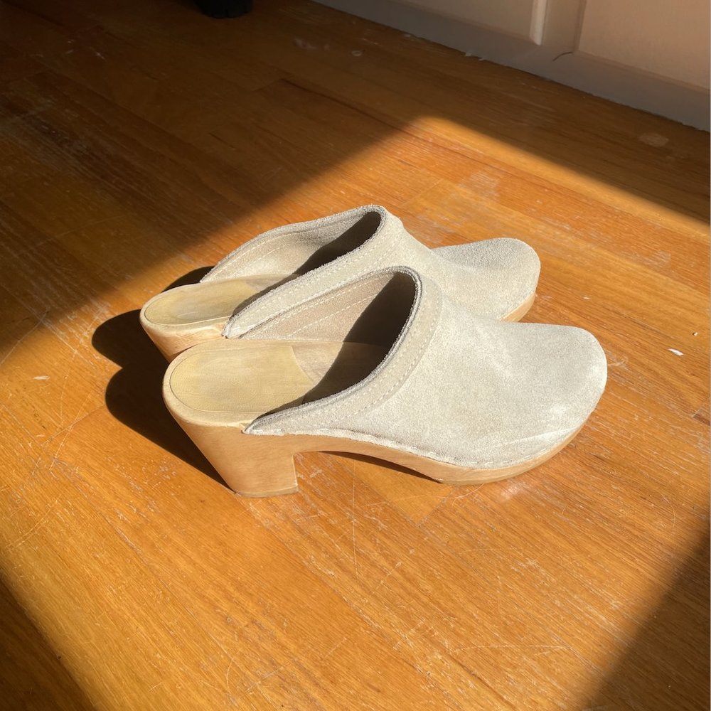 No.6 Old School Clog on high heel  Sand Suede sz 40